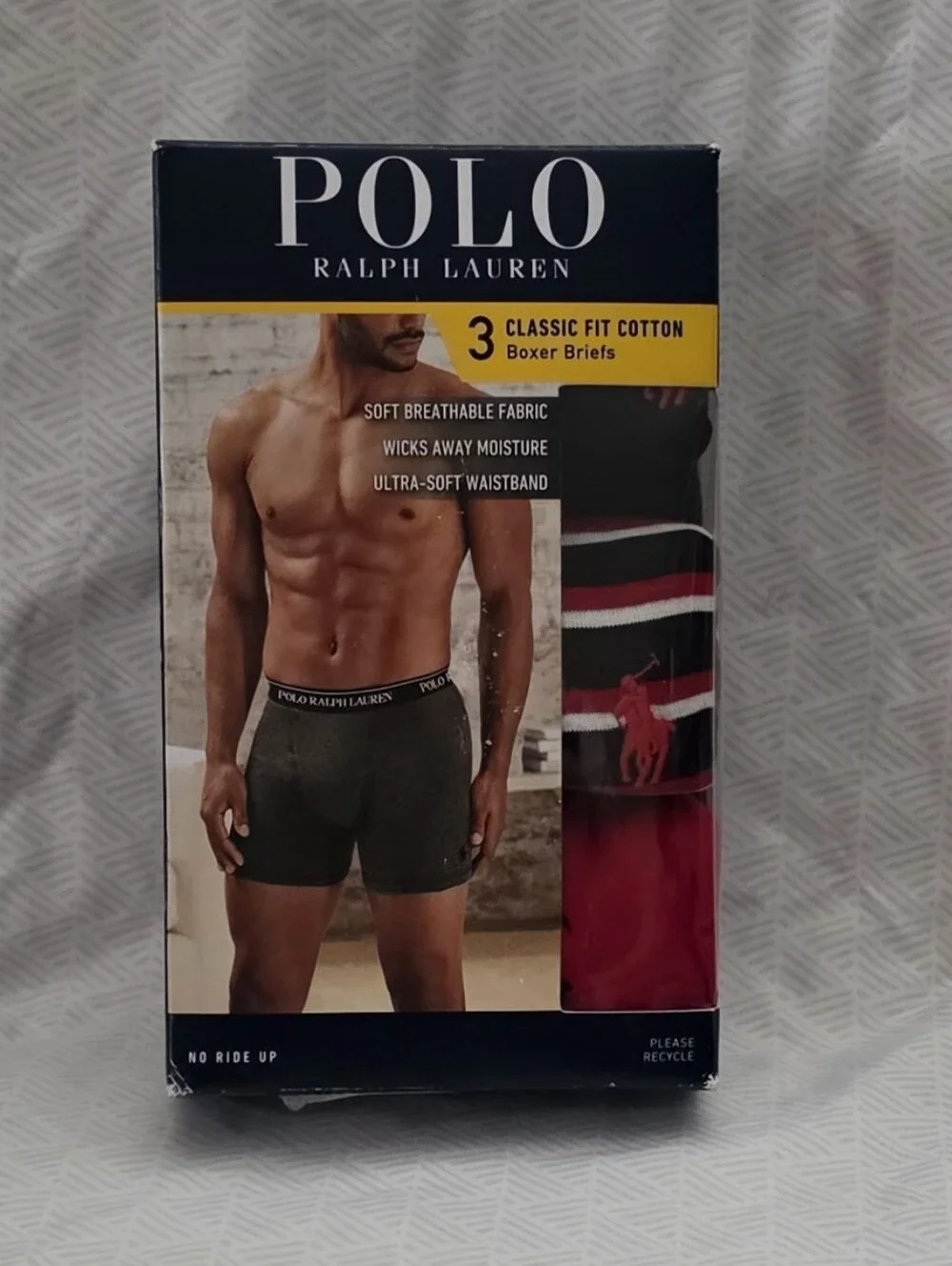 Polo Ralph Lauren Men's Boxer Shorts 3-Pack Red/Black Striped Cotton Briefs